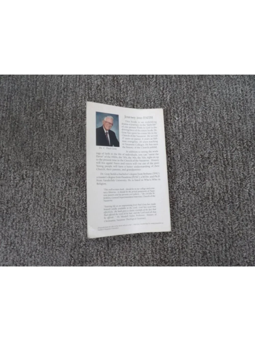 Journey Into Faith By C. Paul Gray Paperback Signed Edition Religious Memoir - Picture 3 of 3